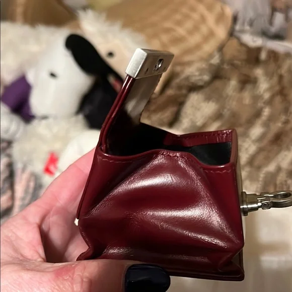 Salvatore Ferragamo Red Leather Coin Purse/ Pouch Silver Hardware Vintage - Picture 8 of 16